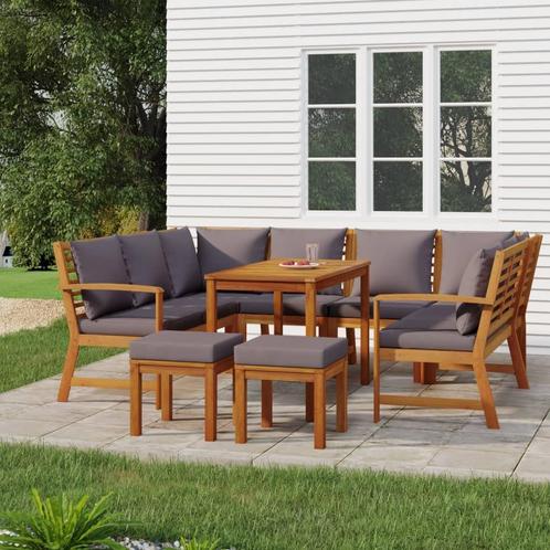 vidaXL 9-delige Tuinset met kussens massief acaciahout, Tuin en Terras, Tuinsets en Loungesets, Tuinset, Nieuw, Hardhout, Verzenden