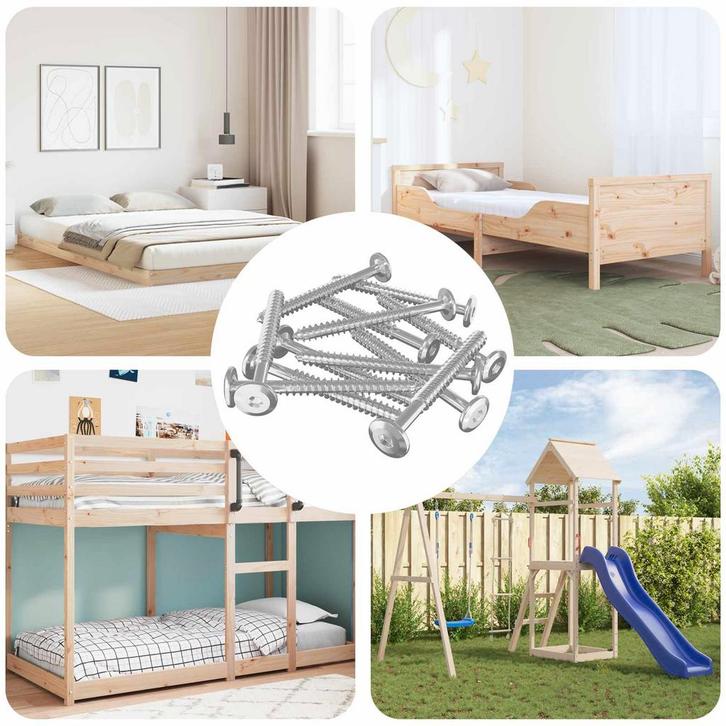 vidaXL Houten Schroeven 12 pcs Zilver M6 x 70 mm Staal, Doe-het-zelf en Verbouw, IJzerwaren en Bevestigingsmiddelen, Nieuw, Verzenden