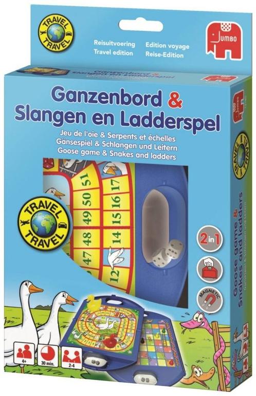 Ganzenbord / Slangen & Ladderspel Reisspel | Jumbo -, Hobby en Vrije tijd, Gezelschapsspellen | Bordspellen, Nieuw, Verzenden