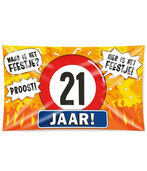 Gevel Vlag 21 Jaar Xxl 1,5m, Hobby en Vrije tijd, Feestartikelen, Nieuw, Verzenden