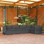 vidaXL 5-delige Loungeset met kussens poly rattan grijs, Verzenden, Nieuw, Rotan, Loungeset