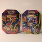 Pokémon - 2 Box - Mega Charizard X ex Tin + Mega Charizard Y, Hobby en Vrije tijd, Verzamelkaartspellen | Pokémon, Nieuw