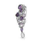 Broche - 18 karaat Witgoud - 20.19ct. tw. Amethist - Diamant, Sieraden, Tassen en Uiterlijk, Antieke sieraden