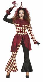 Horror Clown Halloween Kostuum Dames Rood Goud, Hobby en Vrije tijd, Feestartikelen, Nieuw, Verzenden