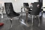 Elegante stoel MODERN BAROK zwart fluweel met zilveren, Huis en Inrichting, Stoelen, Nieuw, Ophalen of Verzenden