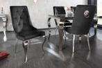 Elegante stoel MODERN BAROK zwart fluweel met zilveren, Ophalen of Verzenden, Nieuw