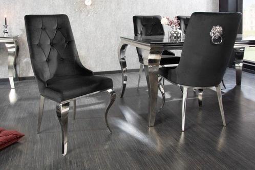 Elegante stoel MODERN BAROK zwart fluweel met zilveren, Huis en Inrichting, Stoelen, Ophalen of Verzenden