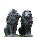 Set van 2 leeuwen - stenen beelden - 52 cm - grijs, Tuin en Terras, Ophalen of Verzenden, Nieuw