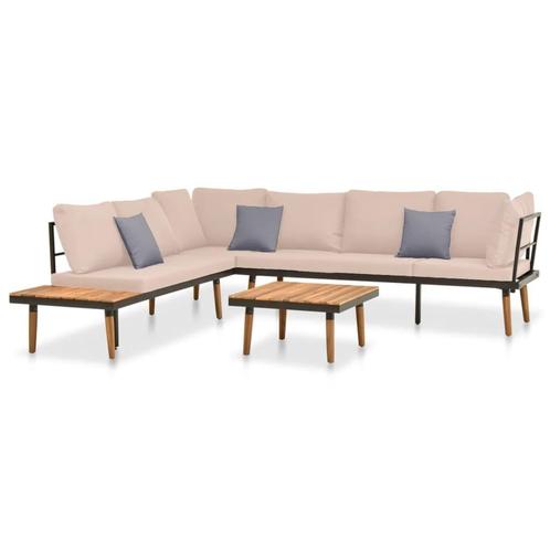 vidaXL 4-delige Loungeset met kussens massief acaciahout, Tuin en Terras, Tuinsets en Loungesets, Loungeset, Nieuw, Hout, Verzenden