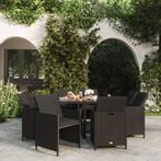 vidaXL 9-delige Tuinset met kussens poly rattan zwart, Verzenden, Nieuw, Rotan, Tuinset