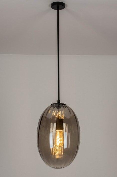 Rietveld Hanglampen - Zwart, Grijs - Glas, Metaal, Huis en Inrichting, Lampen | Hanglampen, Verzenden