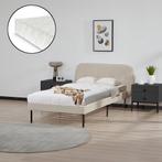 Gestoffeerd bed Porvoo met bedbodem en matras 90x200 cm beig, Verzenden, Nieuw