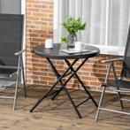 Tuintafel, Rond, Opklapbaar, Voor 4 Personen, Houtlook, Staa