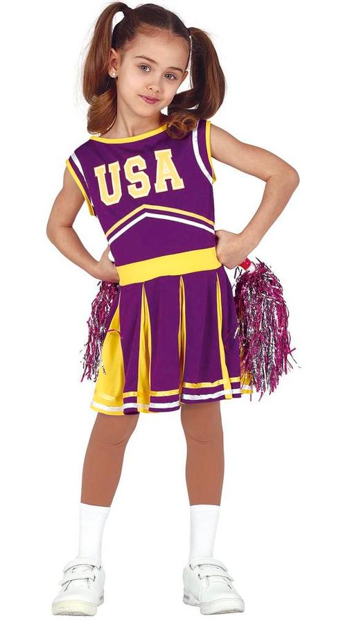Cheerleader Pakje Kind Paars, Kinderen en Baby's, Carnavalskleding en Verkleedspullen, Nieuw, Verzenden