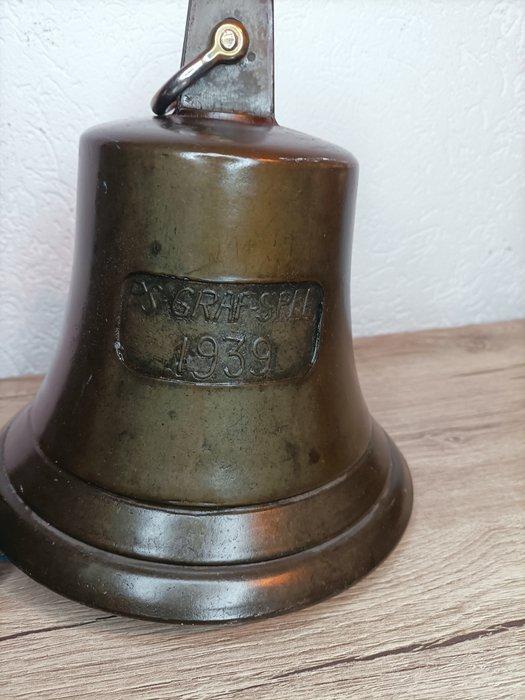 Scheepsbel - Gepatineerd brons - Officiers bel Graf Spee, Antiek en Kunst, Curiosa en Brocante