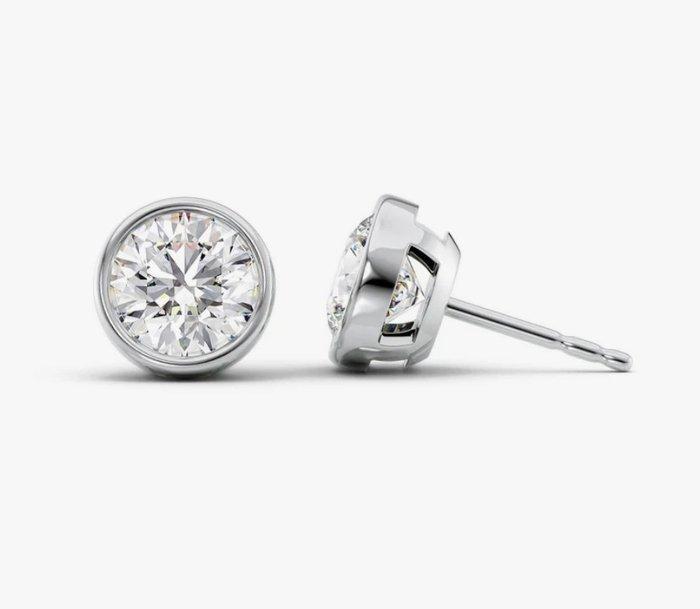 Oorstekers - 14 karaat Witgoud - 1.40ct. tw. Diamant, Sieraden, Tassen en Uiterlijk, Antieke sieraden