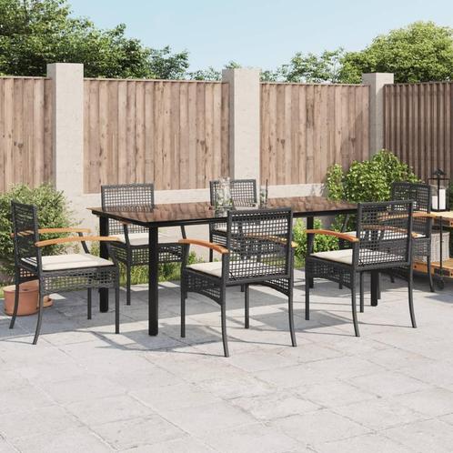 vidaXL 7-delige Tuinset met kussens poly rattan zwart, Tuin en Terras, Tuinsets en Loungesets, Tuinset, Nieuw, 6 zitplaatsen, Rotan