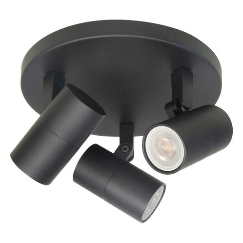 Opbouwspot Piccolo Zwart Metaal Rond GU10 3-voudig  17cm, Huis en Inrichting, Lampen | Spots, Ophalen of Verzenden