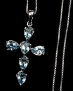 Topaas - Zilver, Ketting Croix de Haute Magie en Topaas