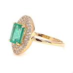 Trouwring - 14 karaat Geel goud - 1.22ct. tw. Smaragd -, Sieraden, Tassen en Uiterlijk, Antieke sieraden