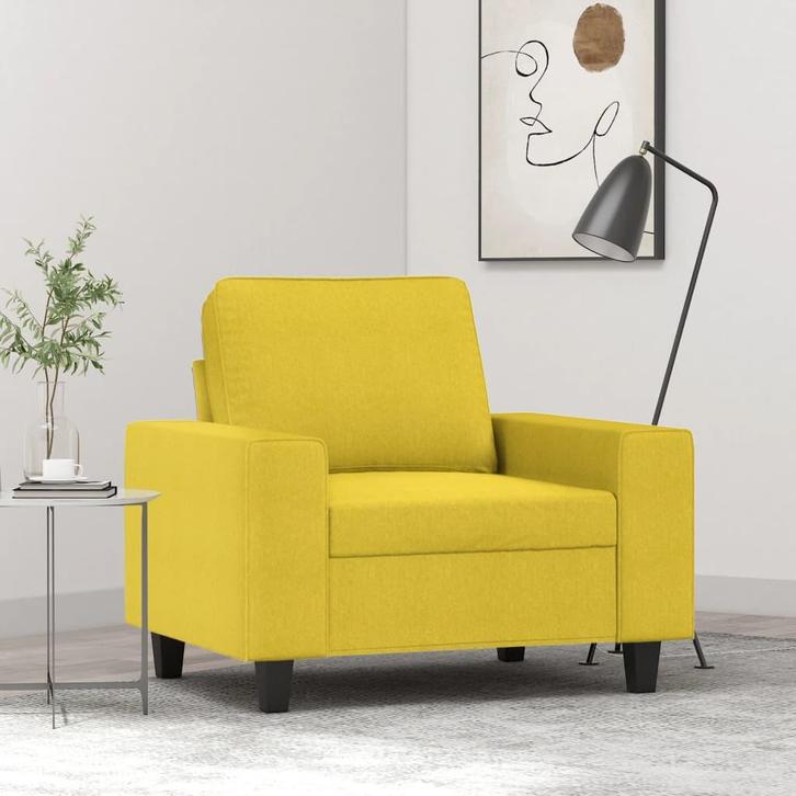 vidaXL Fauteuil 60 cm stof lichtgeel, Huis en Inrichting, Banken | Bankstellen, Nieuw, Minder dan 150 cm, Stof, Eenpersoons, Verzenden
