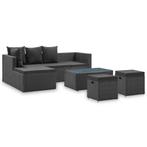 vidaXL 4-delige Loungeset met kussens poly rattan zwart, 4 zitplaatsen, Nieuw, Loungeset, Verzenden