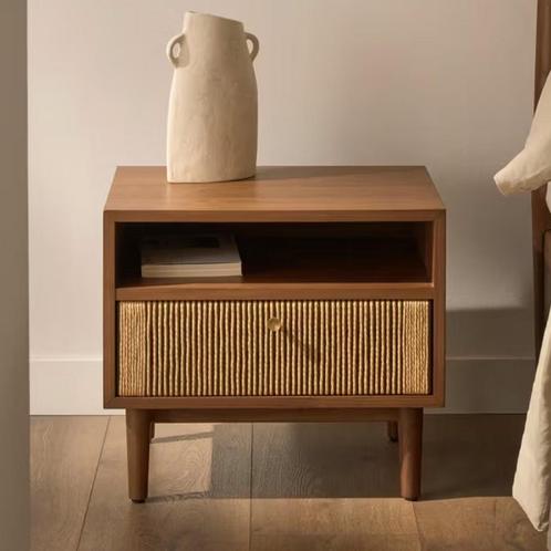 *WOONWINKEL* Kave Home Elan Retro Nachtkastje Walnoot Met To, Huis en Inrichting, Slaapkamer | Nachtkastjes, Nieuw, Verzenden