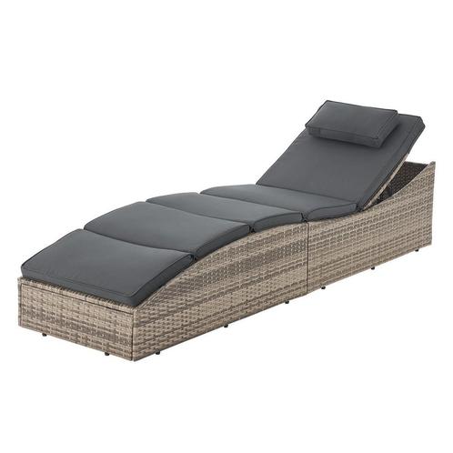 Ligbed / Zonnebed Lamia - Lichtgrijs - Polyrotan - Verstelba, Tuin en Terras, Ligbedden, Nieuw, Verzenden