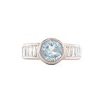 Witgouden ring met aquamarijn en diamant 14 krt, Sieraden, Tassen en Uiterlijk, Ringen, Ophalen of Verzenden, Nieuw