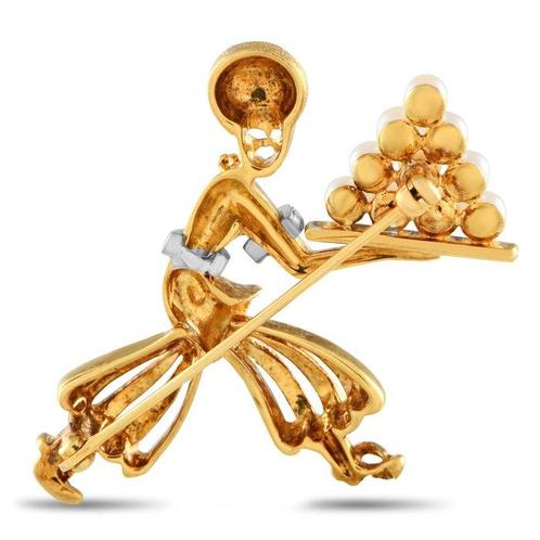 Broche - 18 karaat Geel goud, 18K Geelgouden Parel Genie, Sieraden, Tassen en Uiterlijk, Antieke sieraden