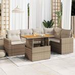 vidaXL 6-delige Loungeset met kussens poly rattan beige, Tuin en Terras, Tuinsets en Loungesets, Verzenden, Nieuw, Rotan, Loungeset
