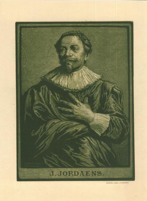 Portrait of Jacob Jordaens, Antiek en Kunst, Kunst | Etsen en Gravures