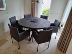 Set van 6 leren kuip eetkamerstoelen - met wieltjes - bruin, Huis en Inrichting, Stoelen, Ophalen of Verzenden, Nieuw, Leer