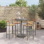 vidaXL 5-delige Tuinbarset poly rattan en massief acaciahout, Tuin en Terras, Verzenden, Nieuw, Rotan, 4 zitplaatsen