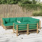 vidaXL 10-delige Loungeset met kussens bamboe groen, Verzenden, Nieuw, Hout, Loungeset