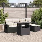 vidaXL 6-delige Loungeset met kussens poly rattan zwart, Verzenden, Nieuw, Rotan, Loungeset