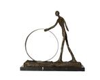 sculptuur, Figurative bronze - Walking man - 33 cm - Brons,, Antiek en Kunst