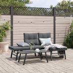 vidaXL Tuinbanken met kussens 2 st gepoedercoat staal zwart, Tuin en Terras, Tuinbanken, Verzenden, Nieuw, Metaal