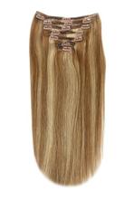 Remy Human Hair extensions straight 20 - bruin / blond 6/27, Nieuw