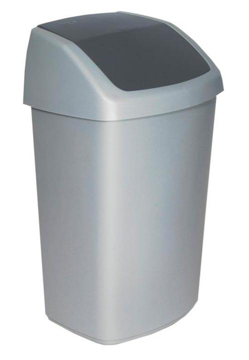 Afvalbak kunststof swing 50 ltr Zilver, Antraciet, Huis en Inrichting, Schoonmaakartikelen, Verzenden