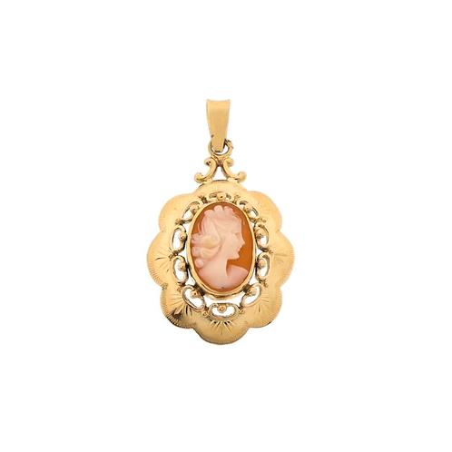 Gouden hanger met camee | Vintage (schelp, lagensteen), Sieraden, Tassen en Uiterlijk, Bedels, Gebruikt, Overige merken, Goud