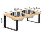 Verhoogde Kattenvoerbak 2 RVS Kommen – 15° Kantelbaar Hout, Verzenden, Nieuw