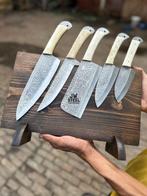 Bestekset (5) - Been, Hout, Staal - Bloemachtig gegraveerd, Antiek en Kunst