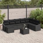 vidaXL 9-delige Tuinbankenset met kussens poly rattan beige, Verzenden, Nieuw, Rotan