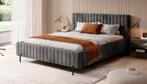 Meubella | Tweepersoonsbed 160x200 donkergrijs velvet, Nieuw, 160 cm, Modern, Tweepersoons