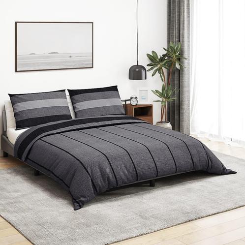 vidaXL Dekbedovertrekset 225x220 cm katoen donkergrijs, Huis en Inrichting, Slaapkamer | Beddengoed, Grijs, Nieuw, Verzenden