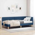 vidaXL Hoekbedframe met Matras Anders met hoofdeinde 2 pcs, Verzenden, Nieuw, Blauw, Stof