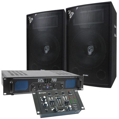 SkyTec 700W DJ Set met Luidsprekers, Versterker en Mengpanee, Audio, Tv en Foto, Luidsprekers, Nieuw, Verzenden