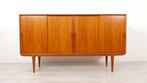 Vintage kast | Deens Highboard | Schuifdeuren | Gunni Oman |, Verzenden, 100 tot 150 cm, 150 tot 200 cm, Teakhout