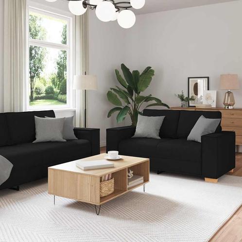 vidaXL 2-delige loungeset met kussens stof zwart, Huis en Inrichting, Banken | Bankstellen, Nieuw, Stof, Vierpersoons of meer